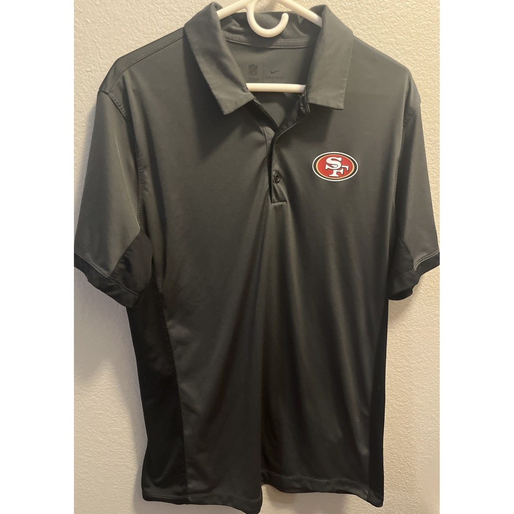 Nike Shirt‎ Men's Large Gray San Francisco 49ers Dri Fit Performance Polo Logo